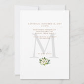 50周年記念パーティーホワイトフローラモノグラム 招待状 (裏面)