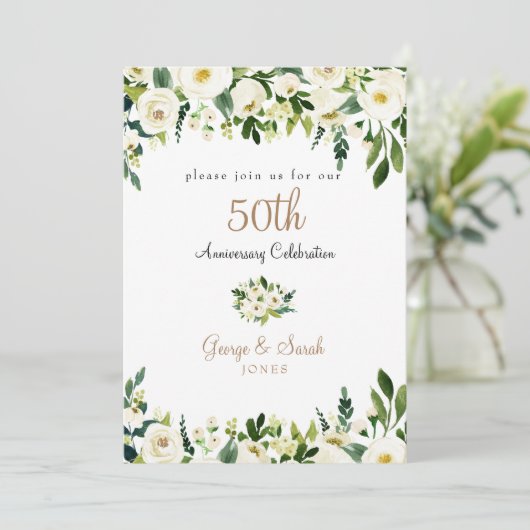 50周年記念パーティーホワイトフローラ 招待状 (スタンド正面)