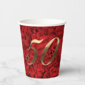 50周年記念パーティーレッドローゼスフローラ 紙コップ (正面)