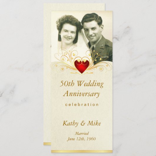 50周年記念パーティーヴィンテージ写真招待状 招待状 (正面/裏面)