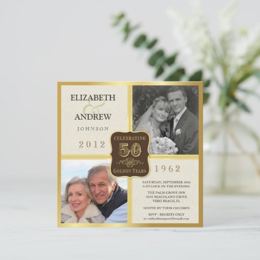50周年記念パーティーヴィンテージ2写真招待状 招待状 (スタンド正面)