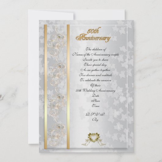 50周年記念パーティー招待状　エレガント 招待状 (正面)
