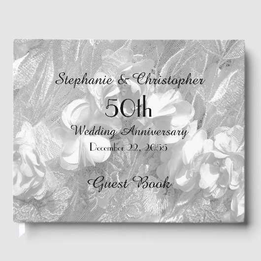50周年記念パーティー白い花とレース ゲストブック (正面)