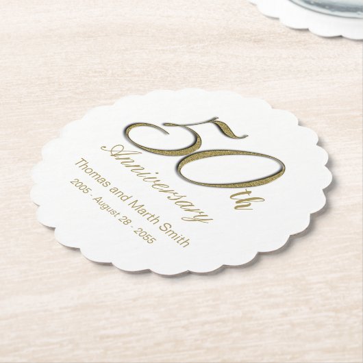 50周年記念パーティー紙飲み物用コースター ペーパーコースター (アングル)