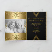 50周年記念パーティー金ゴールドブラックダマスクデコ 招待状 (内部)