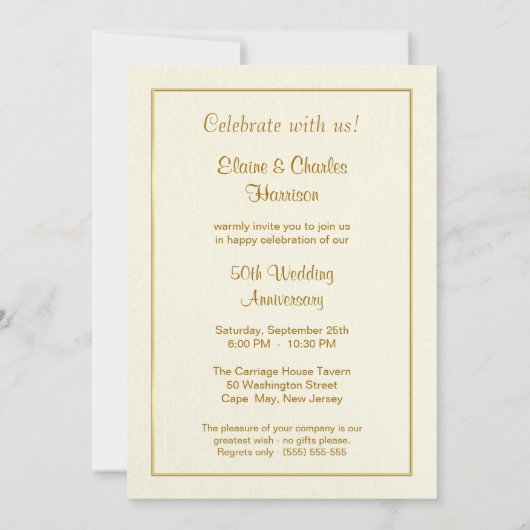 50周年記念パーティー – 写真ファンシー招待状 招待状 (裏面)