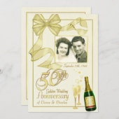 50周年記念パーティー – 写真ファンシー招待状 招待状 (正面/裏面)