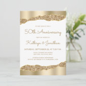 50周年記念パーティ ゴールド箔+ラメ 招待状 (スタンド正面)