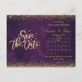 50周年記念パープル結婚ズの日付カレンダー 案内ポストカード (正面)