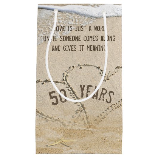 50周年記念ビーチハートとヒトデ スモールペーパーバッグ (正面)