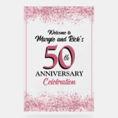 50周年記念ピンクフェイクグリッター歓迎サイン アクリルサイン (正面)
