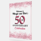 50周年記念ピンクフェイクグリッター歓迎サイン アクリルサイン (傾斜)