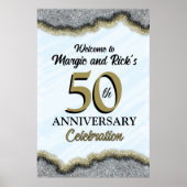 50周年記念フェイクグリッターフォントのウェルカムサイン ポスター (正面)