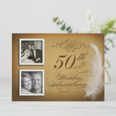 50周年記念フェザーファンシー2枚のフォト招待状 招待状 (スタンド正面)