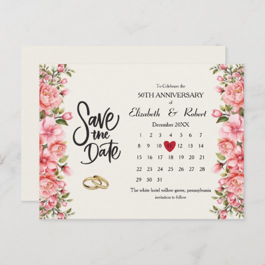 50周年記念フローラ日付カレンダー 案内ポストカード (正面/裏面)