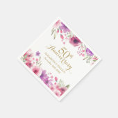 50周年記念フローラ水彩バラ緑 スタンダードカクテルナプキン (角)