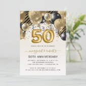 50周年記念ブラック金ゴールドバルーンアーチパーティー 招待状 (スタンド正面)