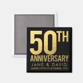 50周年記念ブラック金ゴールドパーソナライズされた磁石 マグネット (正面/裏面)