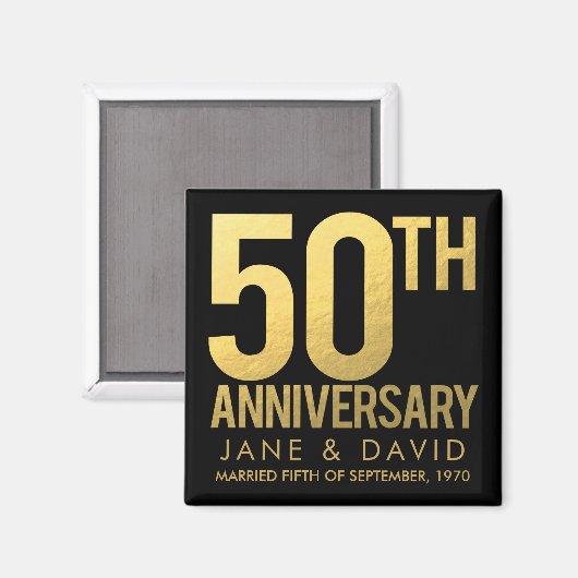 50周年記念ブラック金ゴールドパーソナライズされた磁石 マグネット (正面/裏面)