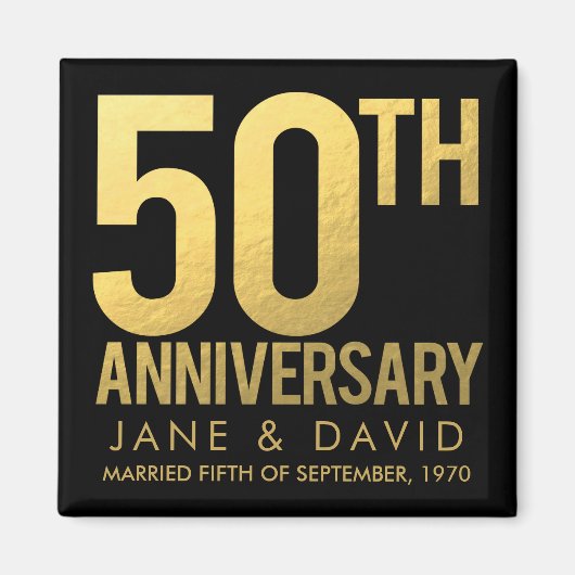 50周年記念ブラック金ゴールドパーソナライズされた磁石 マグネット (正面)