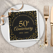 50周年記念ブラック金ゴールドラブハート紙吹雪 スタンダードカクテルナプキン