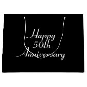 50周年記念ブラック、白いテンプレートジフトバッグ ラージペーパーバッグ (正面)