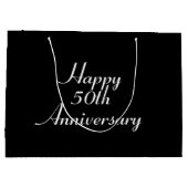 50周年記念ブラック、白いテンプレートジフトバッグ ラージペーパーバッグ (裏面)