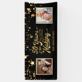 50周年記念ブラック&金ゴールドThen & Nowの写真 横断幕 (縦)