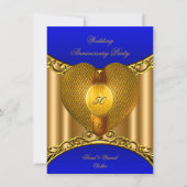 50周年記念ブルー王室の金ゴールドゴールデンハート 招待状 (正面)
