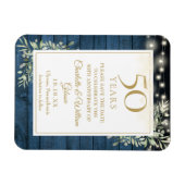 50周年記念ブルー素朴ウッド保存日 マグネット (横)