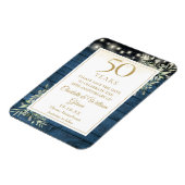 50周年記念ブルー素朴ウッド保存日 マグネット (左側)