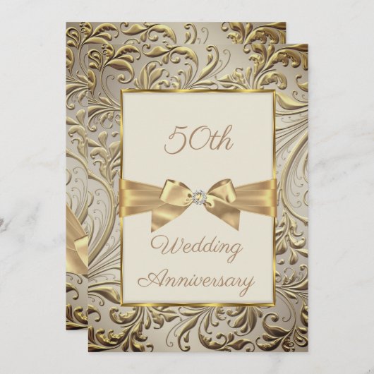 50周年記念ブロンズ金ゴールド弓フローラ旋回 招待状 (正面/裏面)