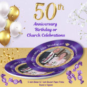 50周年記念プレートパーソナライズされた、PHOTO、 ペーパープレート