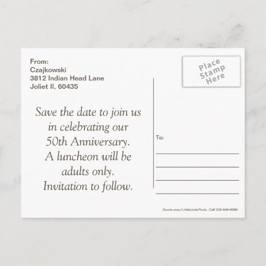 50周年記念ポストカード日付を保存 案内ポストカード (裏面)