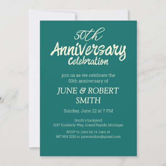50周年記念モダンの招待結婚写真2 招待状 (正面)