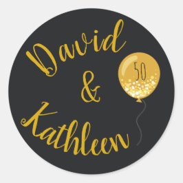 50周年記念モダン金ゴールド風船シール ラウンドシール