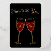 50周年記念モノグラムワイングラス応援金ゴールド 箔招待状 (正面)