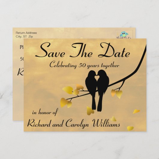 50周年記念ラブバードがデートを救う 案内ポストカード (正面/裏面)