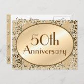 50周年記念ヴィンテージダマスクはがき インビテーションポストカード (正面/裏面)