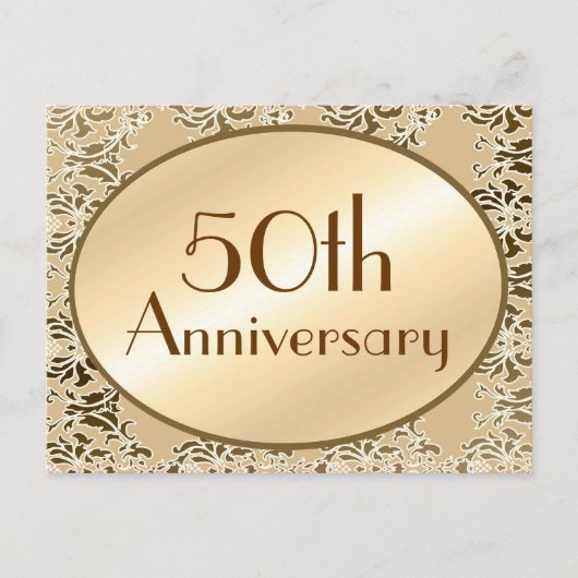 50周年記念ヴィンテージダマスクはがき インビテーションポストカード (正面)