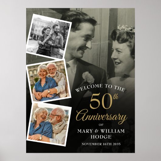 50周年記念写真コラージュ ウェルカムサイン ポスター (正面)