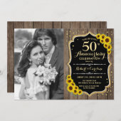 50周年記念写真付き - ラスティックなひまわり 招待状 (正面/裏面)