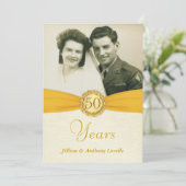 50周年記念写真招待状 - アンティークダマスク 招待状 (スタンド正面)