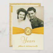 50周年記念写真招待状 - アンティークダマスク 招待状 (正面/裏面)