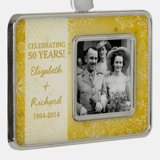 50周年記念写真結婚クリスマス シルバープレートフレームオーナメント (右)
