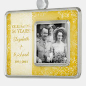 50周年記念写真結婚クリスマス シルバープレートフレームオーナメント (左)