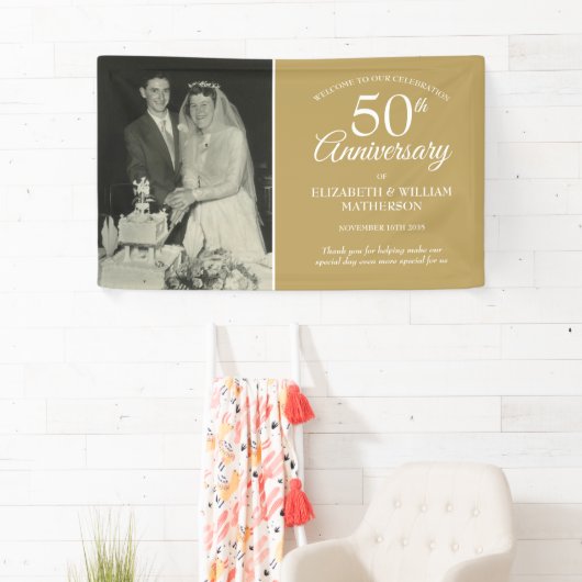 50周年記念写真結婚ゴールデンウェルカム 横断幕 (インサイチュ)