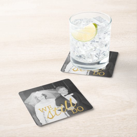 50周年記念写真結婚ゴールデンパーソナライズされた スクエアペーパーコースター (インサイチュ)
