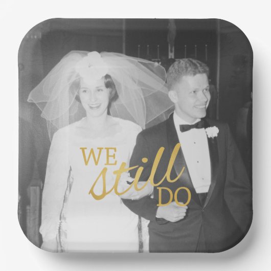 50周年記念写真結婚ゴールデンパーソナライズされた ペーパープレート (正面)