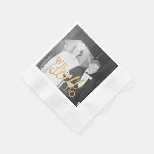 50周年記念写真結婚ゴールデンパーソナライズされた 縁ありカクテルナプキン (角)